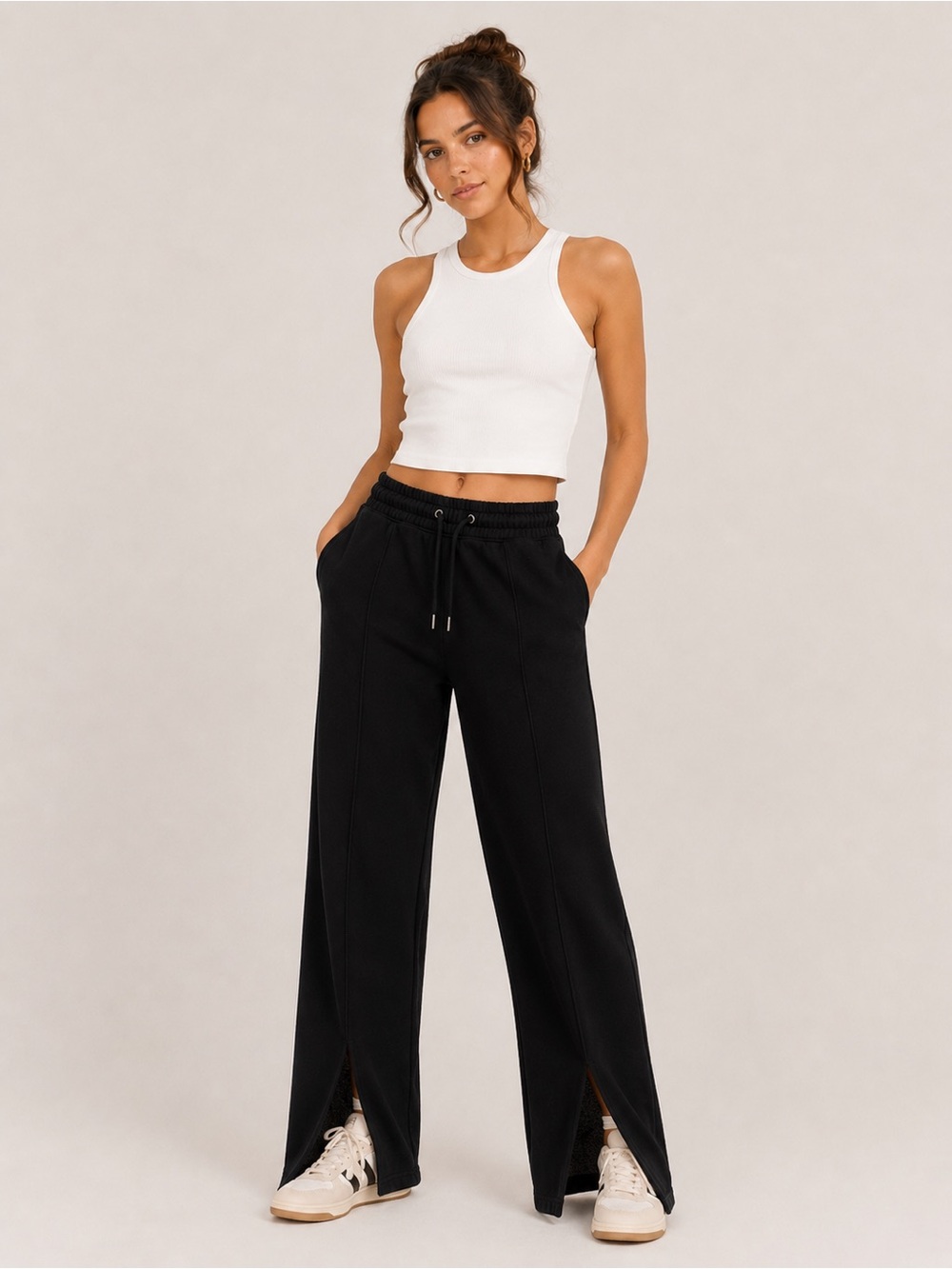 Abercrombie & Fitch Black Drawstring Joggers with Front Seam